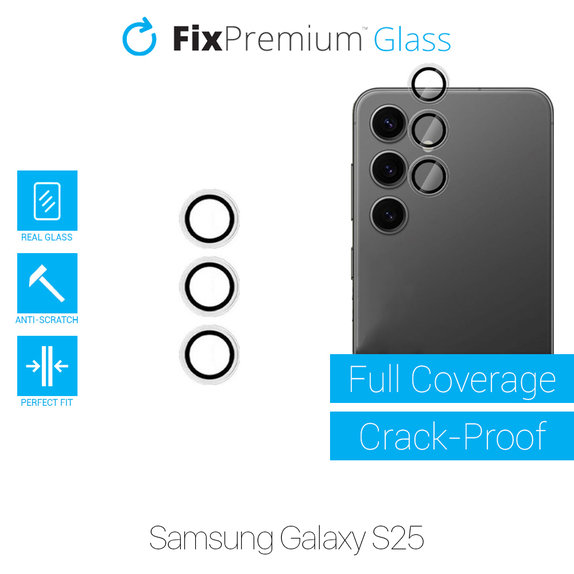 Vetro temperato fotocamera posteriore senza cornice per Samsung S25, FixPremium