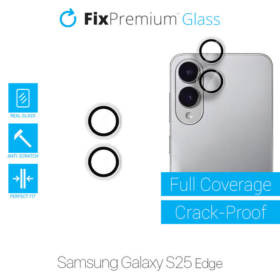 Vetro temperato fotocamera posteriore senza cornice per Samsung S25 Edge, FixPremium