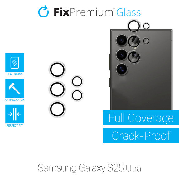 Vetro temperato fotocamera posteriore senza cornice per Samsung S25 Ultra, FixPremium