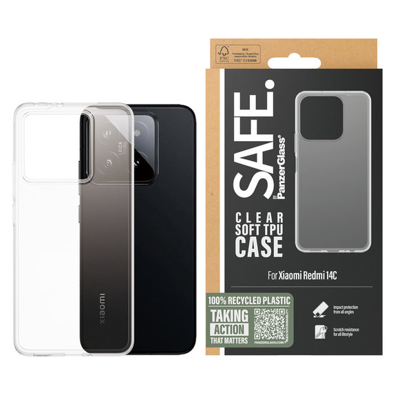 Custodia TPU per Xiaomi Redmi 14C, Trasparente, SAFE by PanzerGlass
