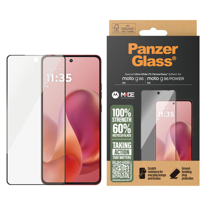 Vetro temperato UWF per Motorola Moto G86 Power, Nero, PanzerGlass