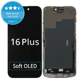 Schermo Soft OLED per iPhone 16 Plus, Vetro touch con cornice, DIAGNOSTIC
