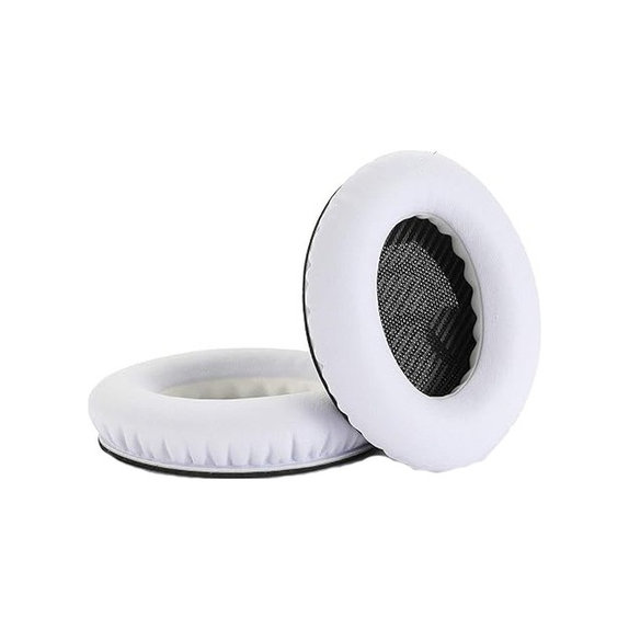 Cuscinetti auricolari di ricambio per Bose QuietComfort 2, 15, 25 e 35, Memory foam and PU leather, Black-white, 1 paio
