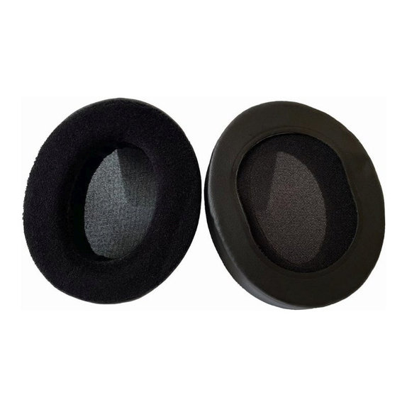 Cuscinetti auricolari di ricambio per Audio Technica ATH-M50X, M50XBT, M40X, MSR7, Memory foam and PU leather + Suede, Black, 1 paio