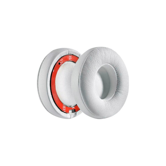 Cuscinetti auricolari di ricambio per Beats Solo 4, Memory foam and PU leather, White, 1 paio