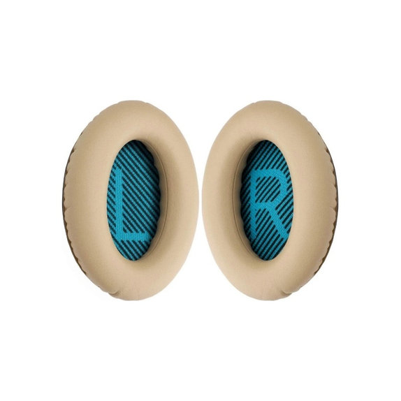 Cuscinetti auricolari di ricambio per Bose QuietComfort 2, 15, 25 e 35, Memory foam and PU leather, Khaki, 1 paio
