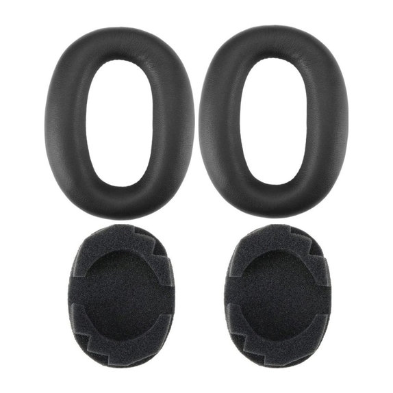 Cuscinetti auricolari di ricambio per Sony MDR-1000X, WH-1000XM2, Memory foam and PU leather, Black, 1 paio