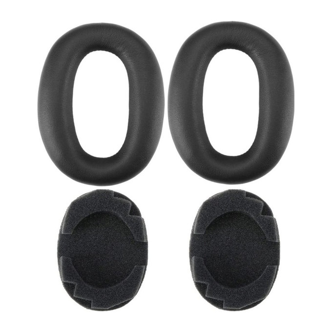 Cuscinetti auricolari di ricambio per Sony MDR-1000X, WH-1000XM2, Memory foam and PU leather, Black, 1 paio