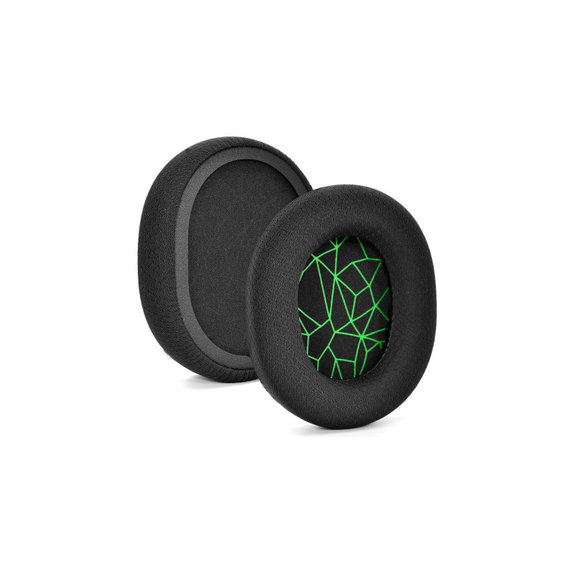 Cuscinetti auricolari di ricambio per Steelseriess Arctis 3, 5, 7, 9 Pro, Memory foam and Textile, Black / Green, 1 paio