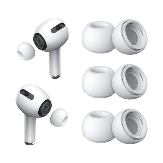 Gommini in silicone di ricambio per Apple AirPods Pro 3, set 3 pezzi (L, M, S), bianco