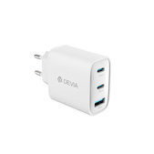 Adattatore di ricarica Extreme Speed, 2x USB-C e USB-A, PD 65W, White, Devia