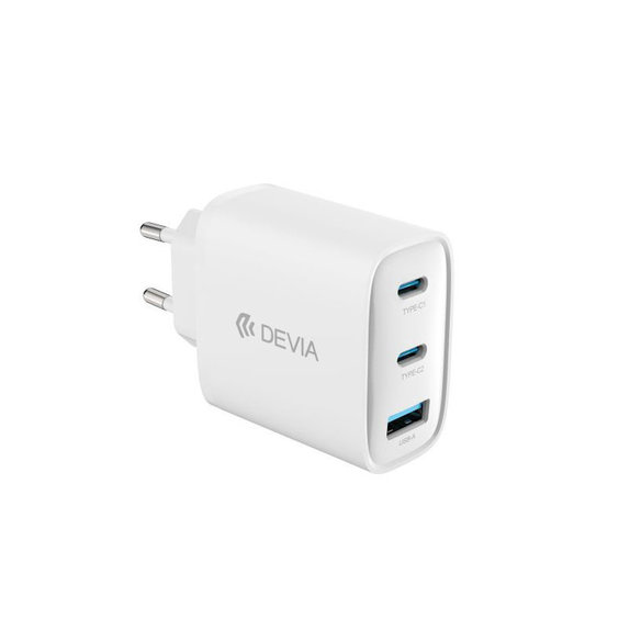 Adattatore di ricarica Extreme Speed, 2x USB-C e USB-A, PD 65W, White, Devia