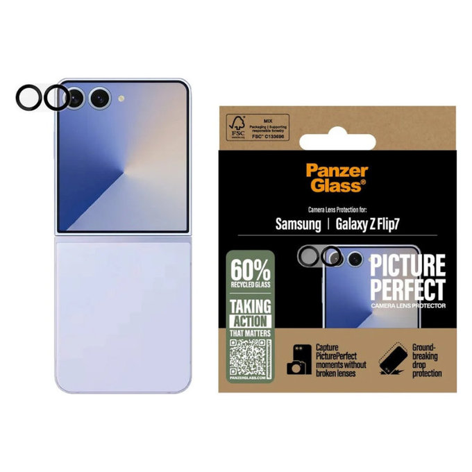Protezione lente fotocamera PicturePerfect per Samsung Z Flip7, Nero, PanzerGlass
