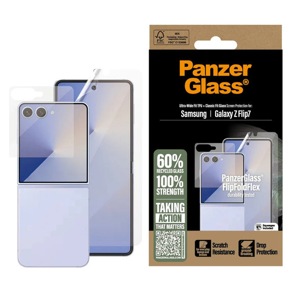 Pellicola protettiva UWF e vetro temperato per Samsung Galaxy Z Flip7, Trasparente, PanzerGlass