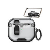 Custodia in silicone con supporto per telefono e moschettone per AirPods Pro 3, Black