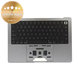 Top case con tastiera US e batteria per MacBook Pro 14", A2442 (2021), A2779 (2023), Space Gray, 661-32210, Genuine Apple