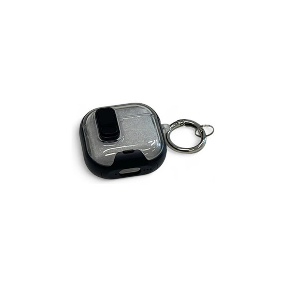 Custodia in silicone con supporto per telefono e moschettone per AirPods 4, Black