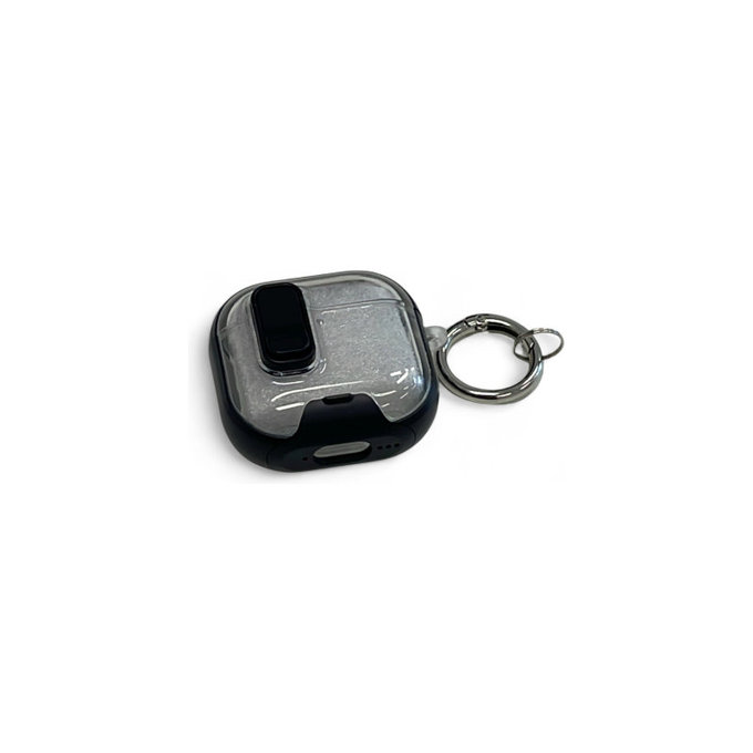 Custodia in silicone con supporto per telefono e moschettone per AirPods 4, Black