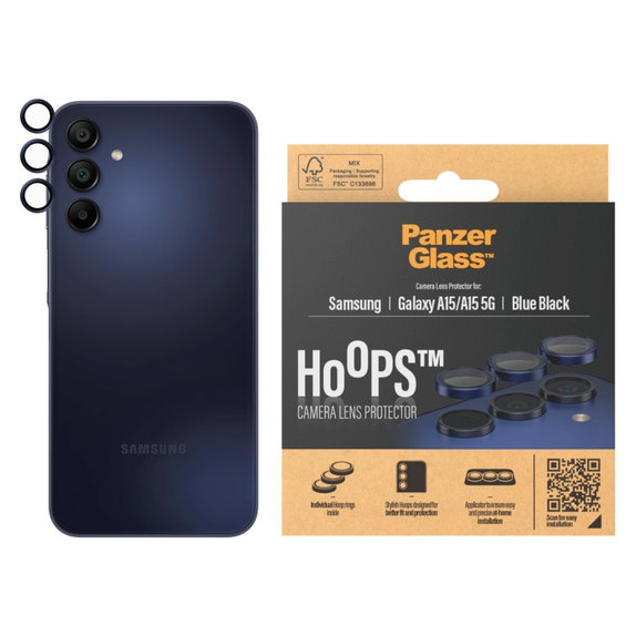 Protezione lente fotocamera Hoops per Samsung A15/A15 5G, Blu/Nero, PanzerGlass