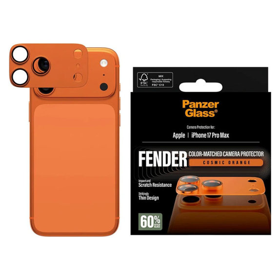 Protezione obiettivo Fender per iPhone 17 Pro Max, Arancione, PanzerGlass