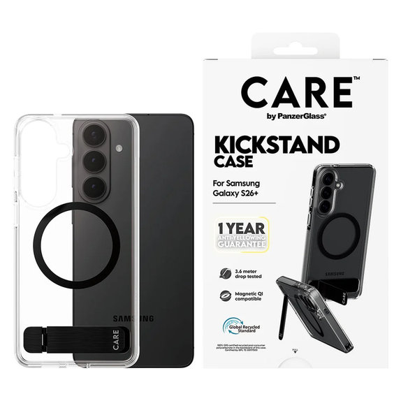 Custodia Kickstand con QI nero per Samsung Galaxy S26+, Nero, PanzerGlass