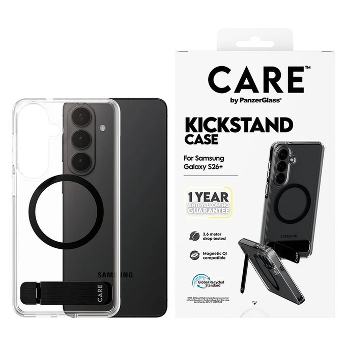 Custodia Kickstand con QI nero per Samsung Galaxy S26+, Nero, PanzerGlass