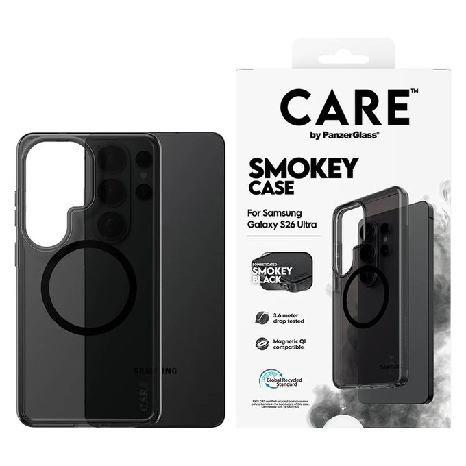 Custodia Smokey con QI nero per Samsung Galaxy S26 Ultra, Nero, PanzerGlass
