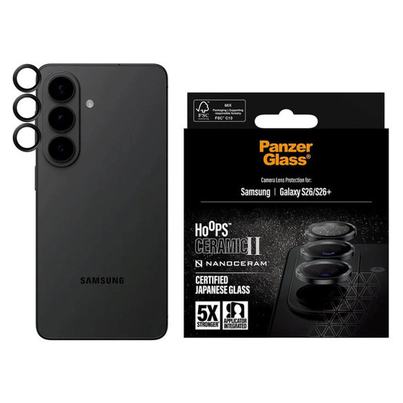 Protezione obiettivo Hoops Ceramic II per Samsung S26/S26+, Nero, PanzerGlass