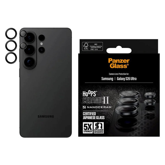 Protezione obiettivo Hoops Ceramic II per Samsung S26 Ultra, Nero, PanzerGlass