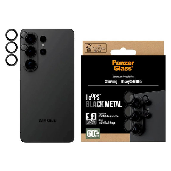 Protezione obiettivo Hoops per Samsung S26 Ultra, Nero, PanzerGlass