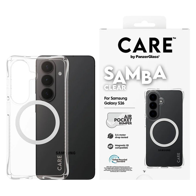 Custodia Samba con QI bianco per Samsung Galaxy S26, Trasparente, PanzerGlass