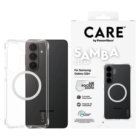 Custodia Samba con QI bianco per Samsung Galaxy S26+, Trasparente, PanzerGlass