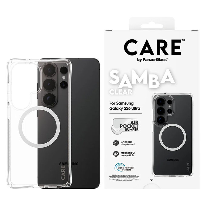 Custodia Samba con QI bianco per Samsung Galaxy S26 Ultra, Trasparente, PanzerGlass