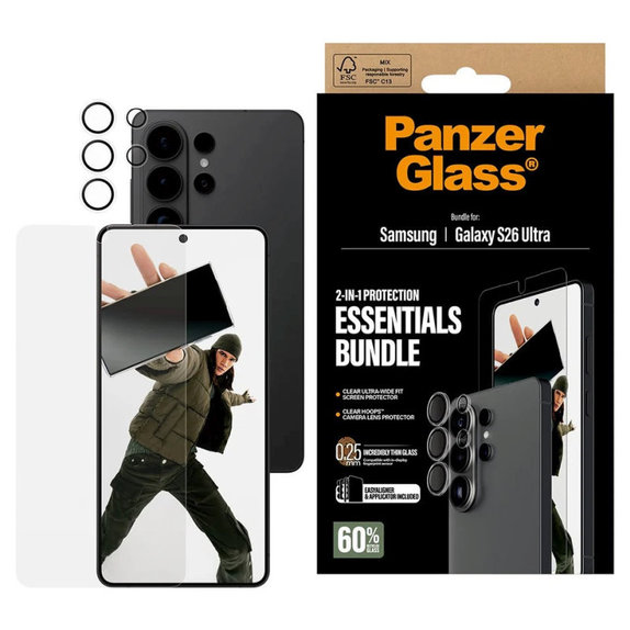 Bundle Essentials 2-in-1 per Samsung S26 Ultra, PanzerGlass