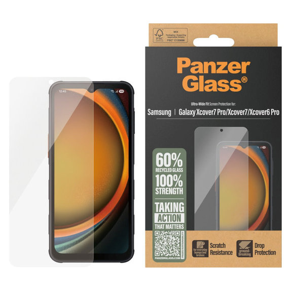 Vetro temperato UWF per Samsung Galaxy Xcover7 Pro/Xcover7/Xcover6 Pro, Trasparente, PanzerGlass