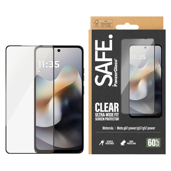 Vetro temperato UWF per Motorola Moto G57 Power 5G, Nero, SAFE by PanzerGlass