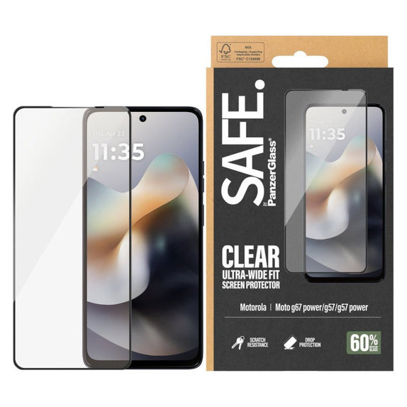 Vetro temperato UWF per Motorola Moto G57 Power 5G, Nero, PanzerGlass