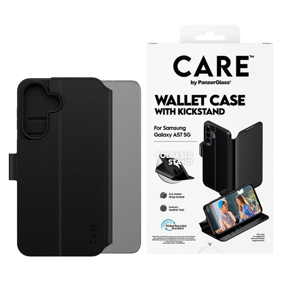 Custodia Wallet Kickstand per Samsung Galaxy A57, Nero, PanzerGlass