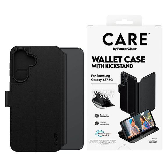 Custodia Wallet Kickstand per Samsung Galaxy A37, Nero, PanzerGlass