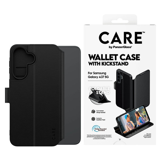 Custodia Wallet Kickstand per Samsung Galaxy A37, Nero, PanzerGlass