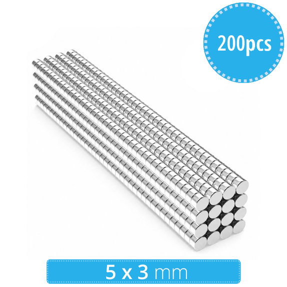 Magnete cilindrico al neodimio N35, 5 x 3mm, 200 pezzi