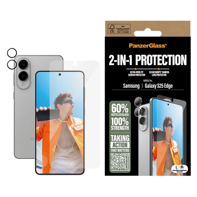 Bundle 2-in-1 per Samsung Galaxy S25 Edge, PanzerGlass