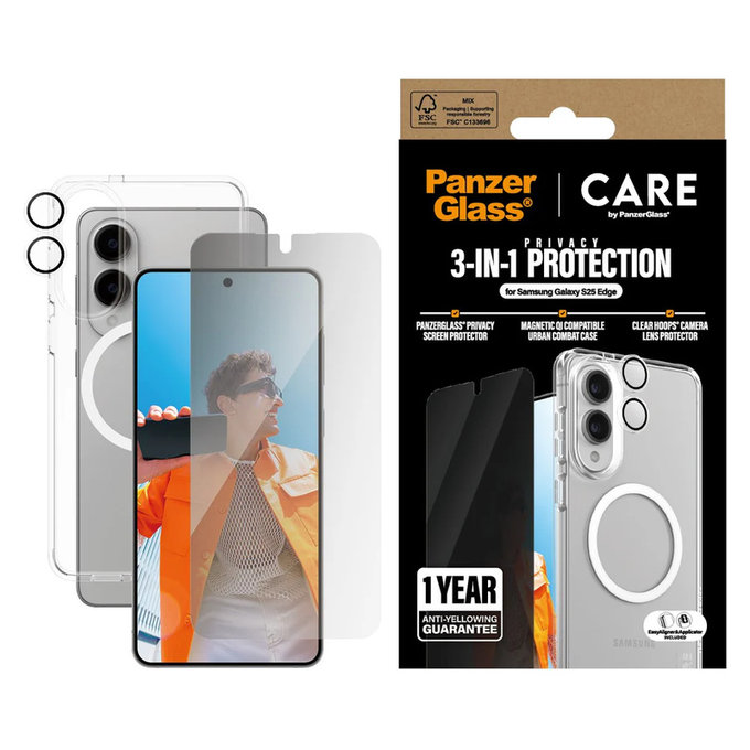 Bundle 3-in-1 Privacy per Samsung Galaxy S25 Edge, PanzerGlass