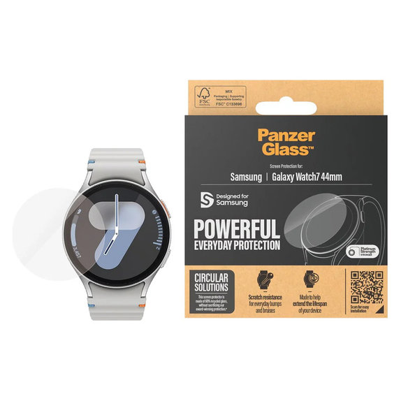 Vetro temperato UWF per Samsung Galaxy Watch7 44 mm, Trasparente, PanzerGlass