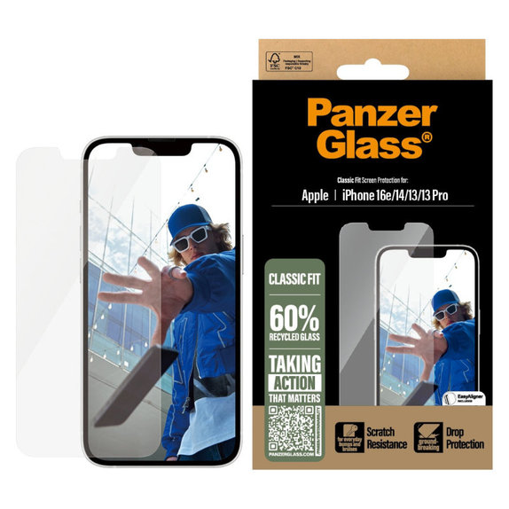 Vetro temperato con applicatore per iPhone 17e/16e/14/13/13 Pro, Trasparente, PanzerGlass