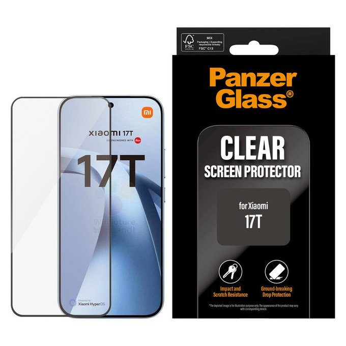 Vetro temperato UWF per Xiaomi 17T, Nero, PanzerGlass