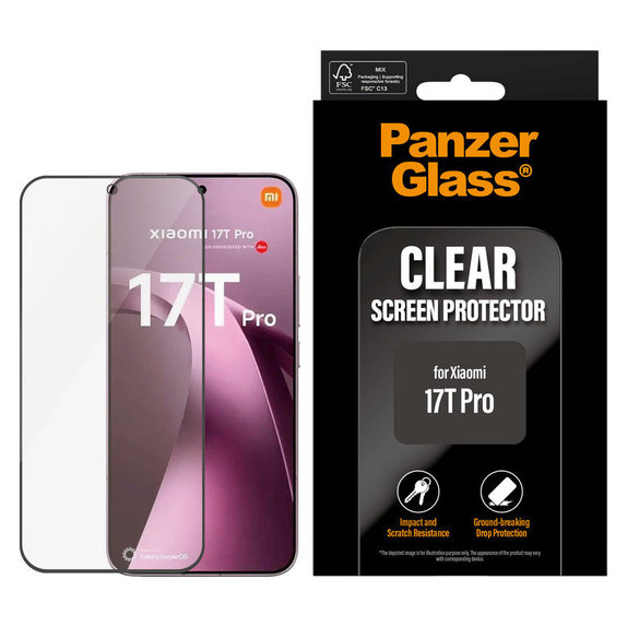 Vetro temperato UWF per Xiaomi 17T Pro, Nero, PanzerGlass