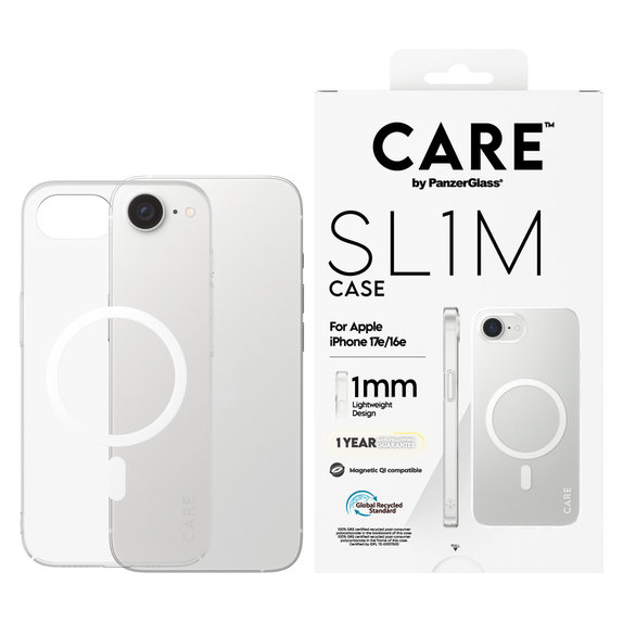 Custodia SL1M con MagSAFE by PanzerGlass per iPhone 17e/16e, Trasparente, PanzerGlass