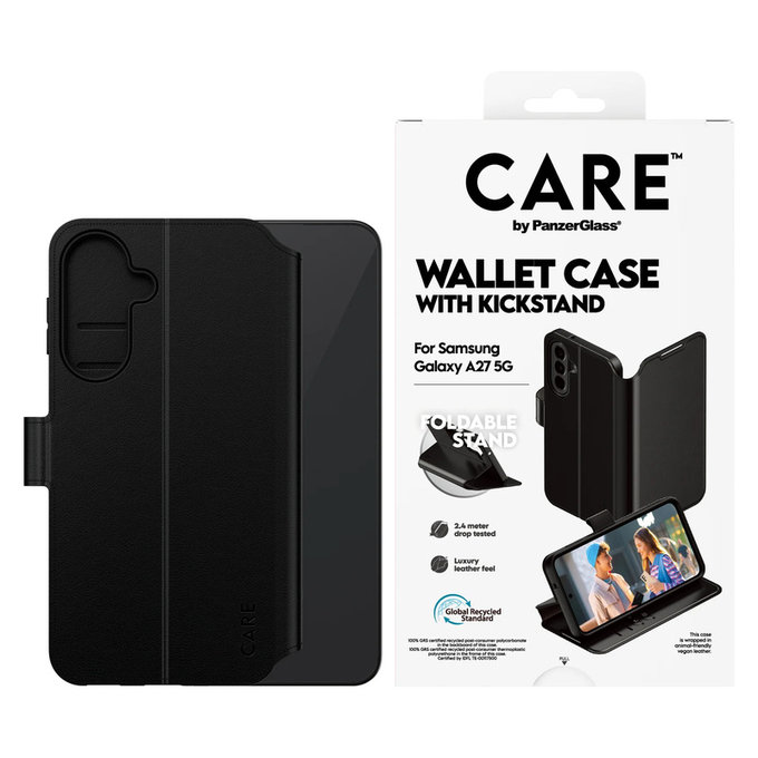 Custodia Wallet Kickstand per Samsung Galaxy A27, Nero, PanzerGlass