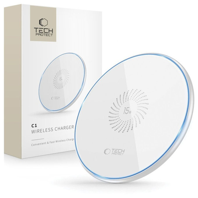 Caricatore wireless QI15W-C1 15W, bianca, Tech-Protect
